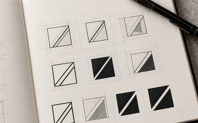 Development of geometric logo variations from pencil sketches