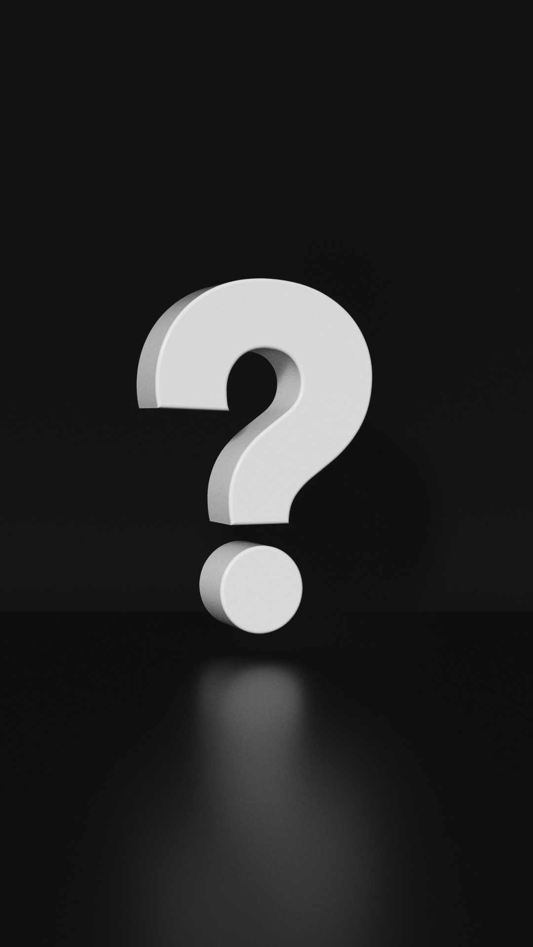 Question mark white on black background.
